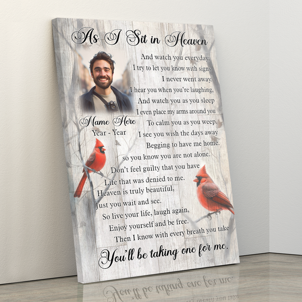 As I Sit In Heaven Memorial Canvas Gift| Personalized Sympathy Gifts For Loss Of Loved One In Memory NXM441