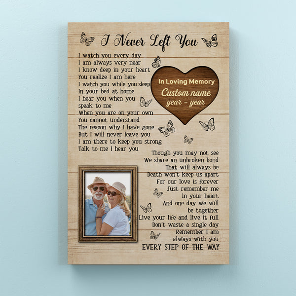 I Never Left You Memorial Canvas Gift For Loss of Loved One| Sympathy Gifts For Loss Of Dad Mom NXM234