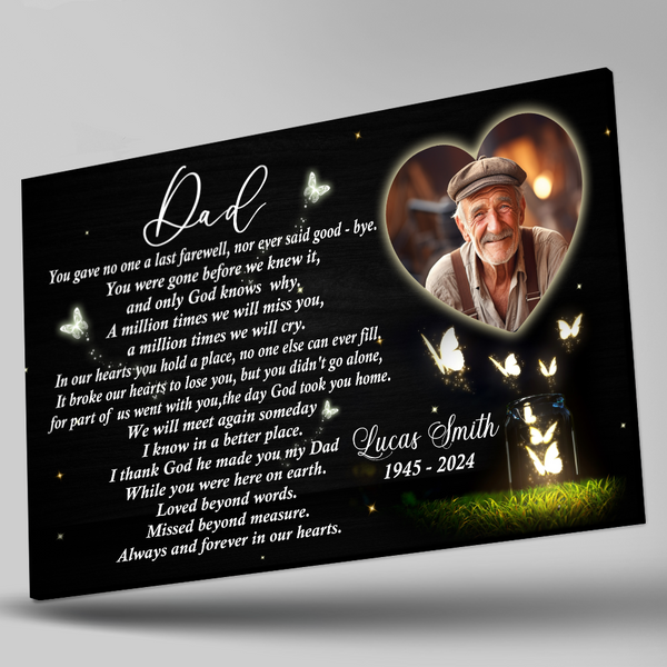 Dad Memorial Canvas Personalized| Memorial Gifts for Loss of Father Sympathy Gifts for Dad Bereavement M533