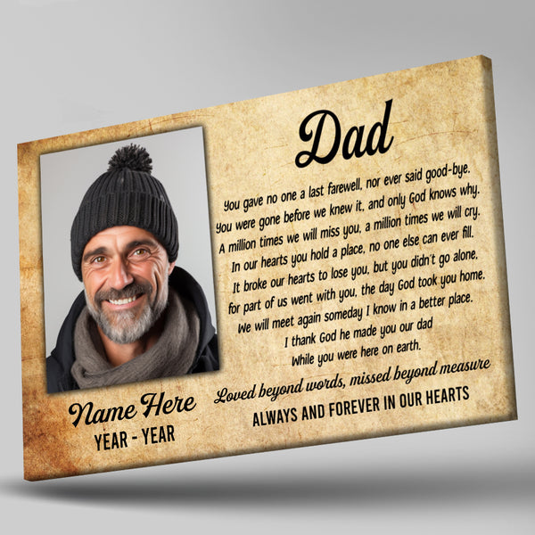 Dad Memorial Canvas Gift Personalized Memorial Gifts for Loss of Dad Father In Heaven M511