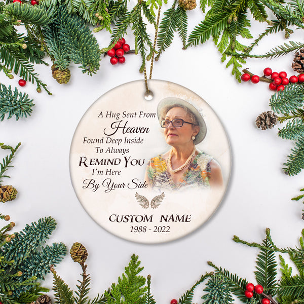 Memorial Christmas Ornament - A Hug Sent From Heaven Ornament Sympathy Gift For Loss Of Dad Mom Son In Memory ODT123