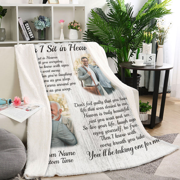 As I Sit In Heaven Memorial Blanket, Personalized Sympathy Blanket Gift For Loss of Loved One MM05