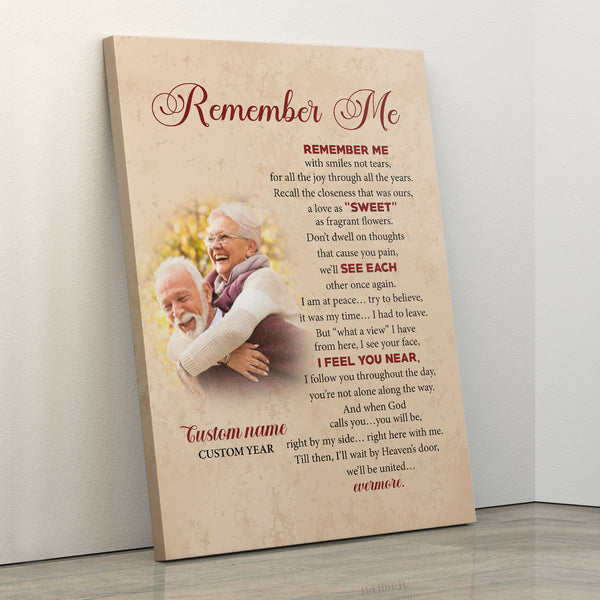 Remember Me Memorial Canvas| Memorial Gifts For Loss Of Loved One n In Memory NXM233