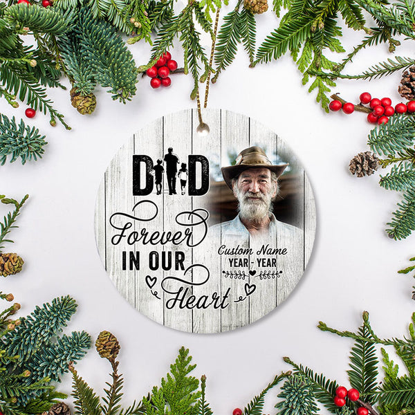 Dad Memorial Ornament - Forever In My Heart, Angel In Heaven Christmas Sympathy Gift For Loss Of Loved One Father ODT95