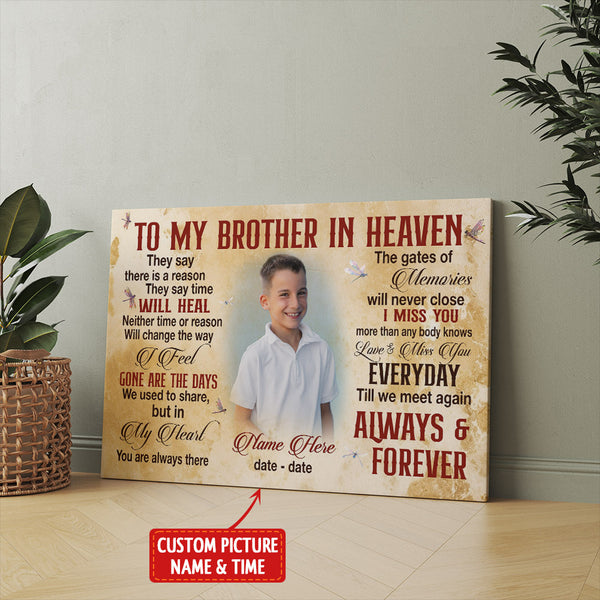 Brother Memorial Canvas Gift| Sympathy Memorial Gift For Loss Of Brother| In Memory Of Brother NXM306