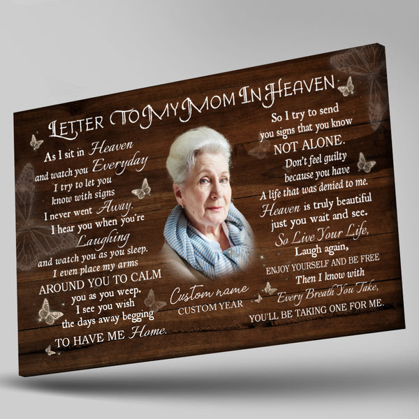 Letter to My Mom In Heaven Personalized Mom Memorial Gifts For Loss of Mother Remembrance NXM501