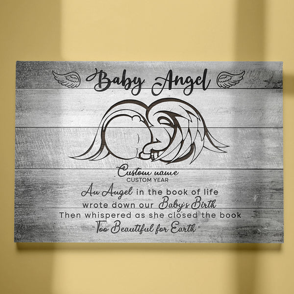 Memorial Canvas For Loss Baby Angel| Personalized Sympathy Gifts for Loss of Baby Angel in Heaven NXM82