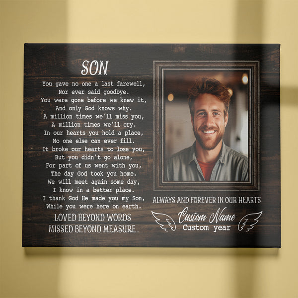 Son Memorial Personalized Canvas Gift| Sympathy Gift For Loss Of Son In Heaven| In Loving Memory Of Son NXM399