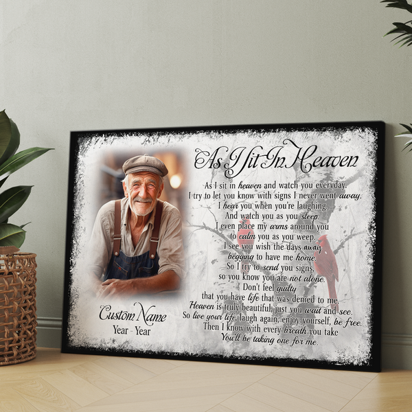 As I Sit In Heaven Personalized Memorial Gift Canvas| Sympathy Gift For Loss Of Loved One| In Memory Gifts NXM431