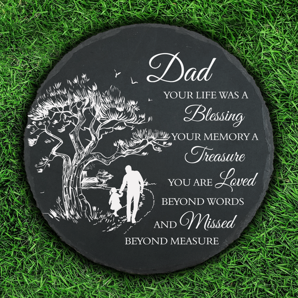 Dad Memorial Stone Memorial Gifts for Loss of Dad in Memory of Dad in Heaven Garden Slate Stone TNA13