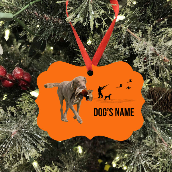 Chesapeake Bay Retriever Hunting Dog Custom Name Medallion Aluminum Ornament - Dog Christmas ornament FSD4349