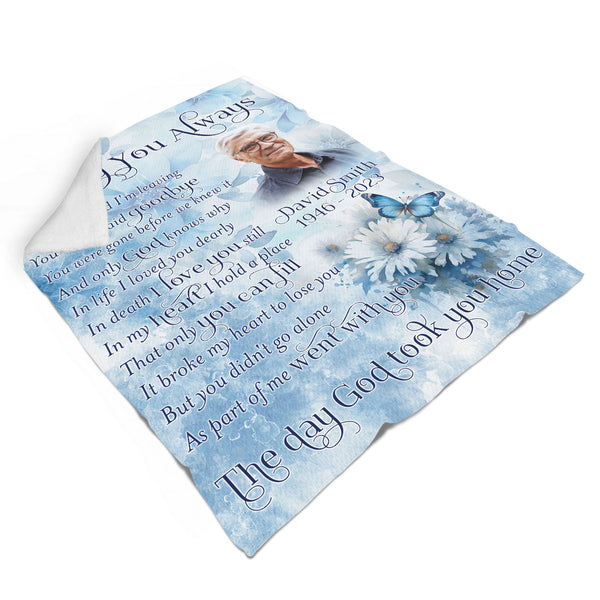 Personalized Memorial Blanket Gift, Missing You Always Flower Remembrance Gift For Loss of Loved One MM08