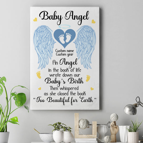 Baby Angel Memorial Canvas Gifts Loss Baby| Personalized Memorial Gift For Loss of Baby NXM235