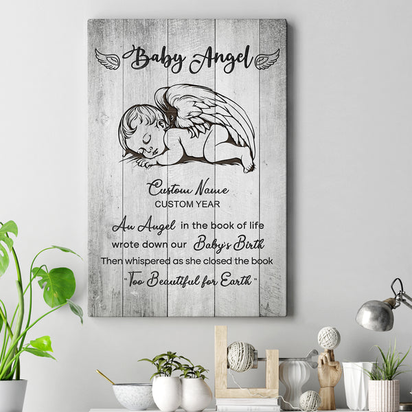 Baby Angel Memorial Canvas Personalized Memorial Gift For Loss of Baby Child Infant Sympathy NXM446