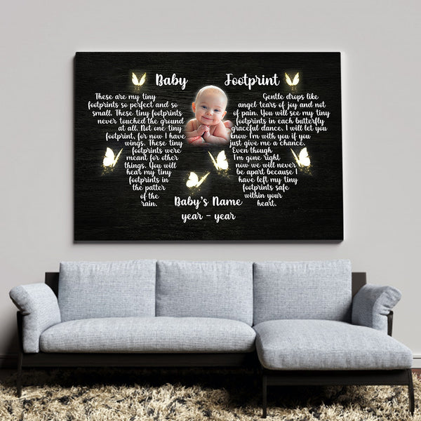 Baby Memorial Canvas| Personalized Memorial Gift For Loss of Baby Angel| Remembrance Gifts Loss of Child NXM77