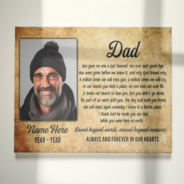 Dad Memorial Canvas Gift Personalized Memorial Gifts for Loss of Dad Father In Heaven M511