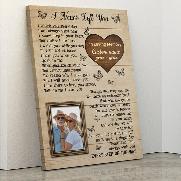 I Never Left You Memorial Canvas Gift For Loss of Loved One| Sympathy Gifts For Loss Of Dad Mom NXM234