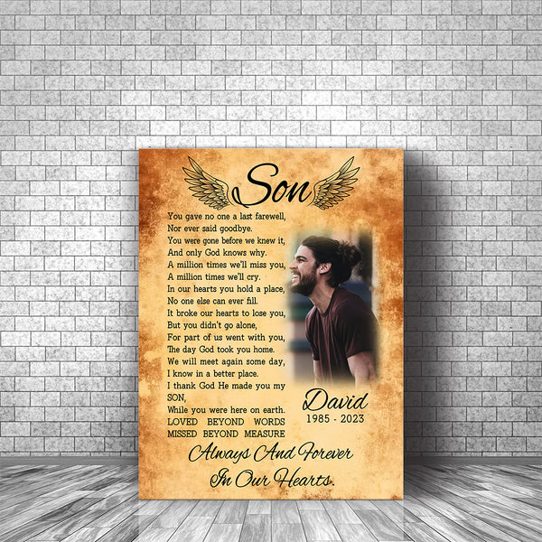 Son Memorial Canvas, Personalized Sympathy Memorial Gift for Loss of Son in Heaven, Son Remembrance NXM204