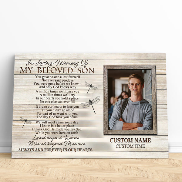 Son Memorial Canvas Gift - In Memory Of Son| Son In Remembrance Sympathy Gifts For Loss Of Son NXM406