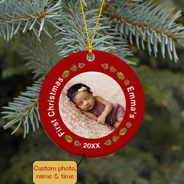 Personalized Christmas Ornaments| My First Christmas Customized Name & Year Baby First Christmas Ornament OMT17-1