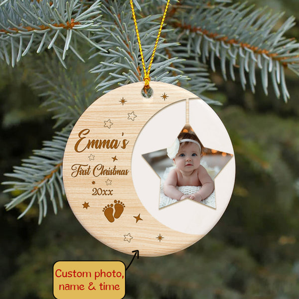 Personalized Christmas Ornaments| My First Christmas Customized Name & Year Baby First Christmas Ornament OMT17-5