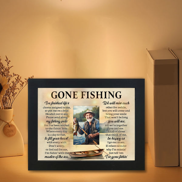 Gone Fishing Memorial Shadow Box, Gone Fishing in Heaven, Fishing in Memory Loss of Loved One TND6