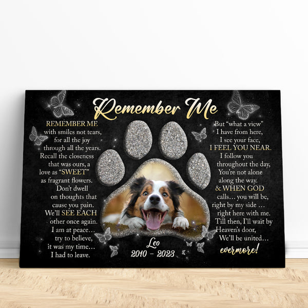 Memorial Dog Remember Me Canvas Memorial Gift, Sympathy Gifts For Loss of Dog Bereavement NXM141