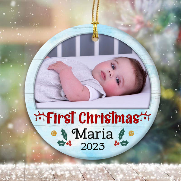 Personalized Christmas Ornaments| My First Christmas Customized Name & Year Baby First Christmas Ornament OMT17-6