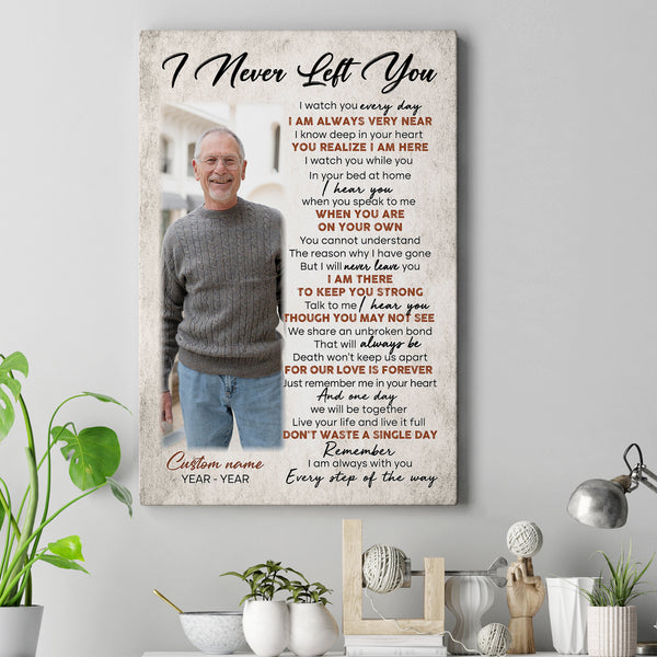 Personalized Memorial Canvas Gift| I Never Left You Canvas| Remembrance Gift For For Loss Of Loved One  NXM55