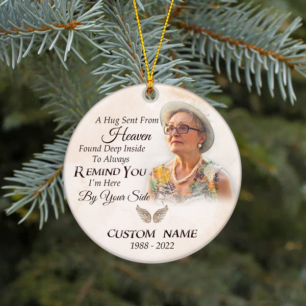 Memorial Christmas Ornament - A Hug Sent From Heaven Ornament Sympathy Gift For Loss Of Dad Mom Son In Memory ODT123