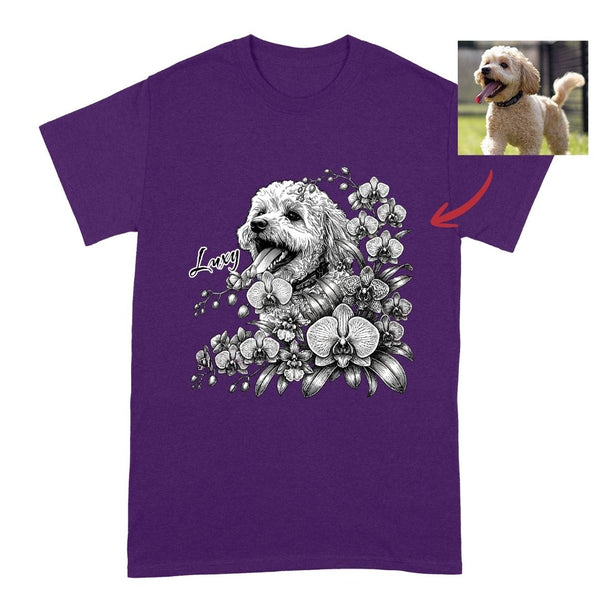 Orchids Flowers Custom Memorial Dog Shirt for Humans, Gift for Dog Parent FSD4824