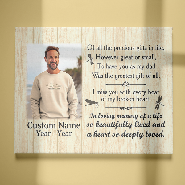 Dad Memorial Canvas Gift Personalized Memorial Gifts for Loss of Dad In Memory of Father In Heaven M522