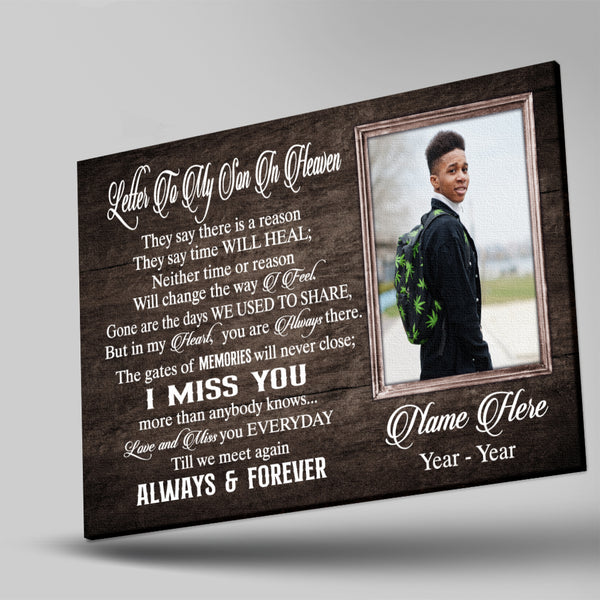 Son Memorial Canvas| Loss of Son Personalized Memorial Gift| Sympathy Gift for Son In Memory of Son NXM206