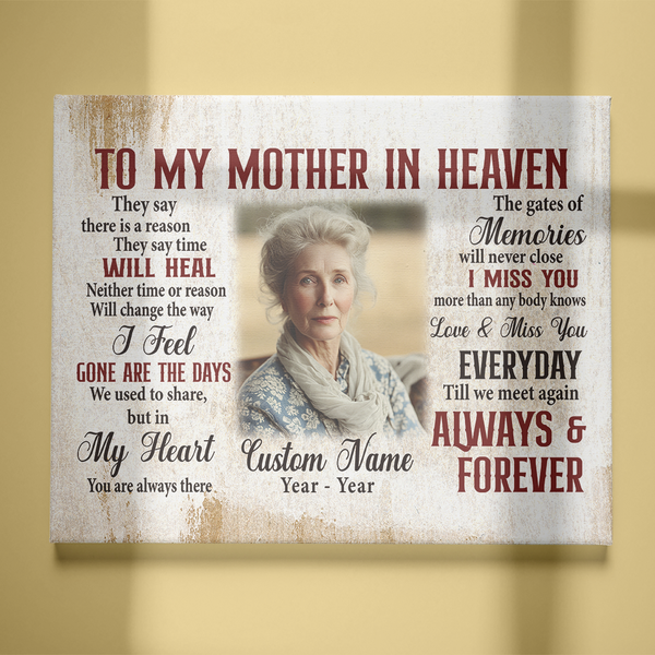 Memorial Gift Personalized for Loss of Mother, To My Mother In Heaven, Mom Bereavement NXM500