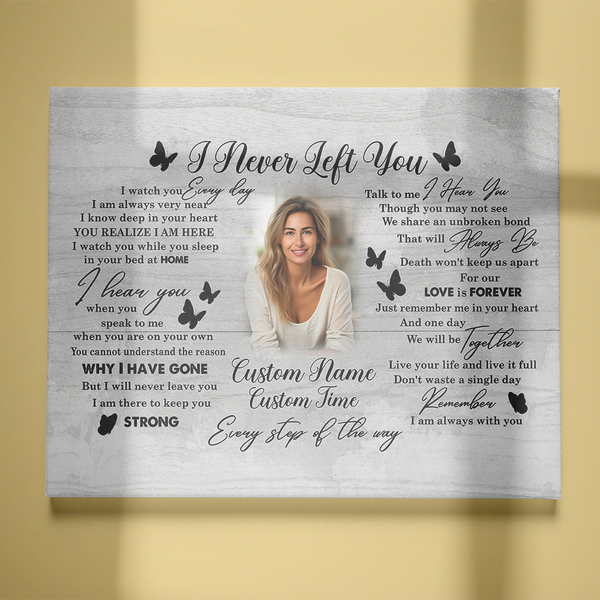 I Never Left you Memorial Canvas Gift| Sympathy Remembrance Gift For Loss Of Loved One In Heaven NXM455