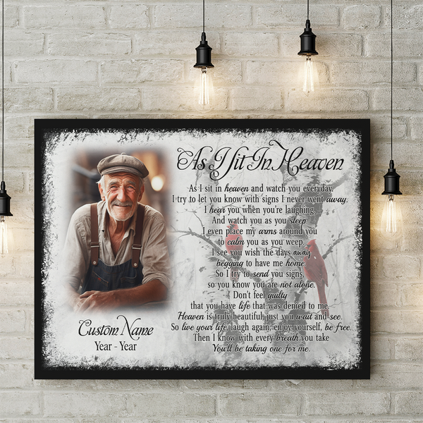 As I Sit In Heaven Personalized Memorial Gift Canvas| Sympathy Gift For Loss Of Loved One| In Memory Gifts NXM431