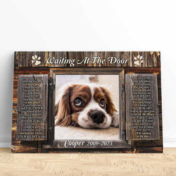 Waiting At The Door Memorial Dog Canvas Gift| Sympathy Gifts For Loss of Dog| Dog Bereavement Gifts NXM139