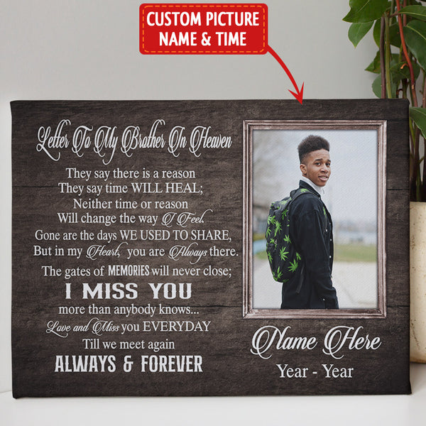 Brother Memorial Canvas Gift For Loss Of Brother, Remembrance Gifts for Loss of Brother Sympathy Gifts NXM308