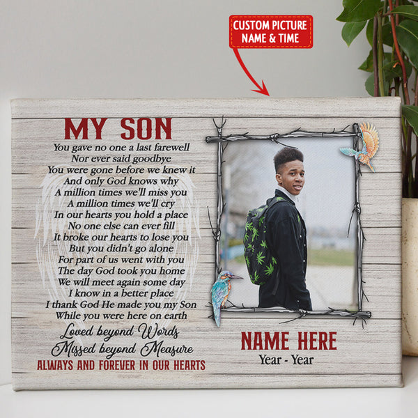 Son Memorial Canvas Personalized Gifts| Son Remembrance, Son In Heaven Sympathy Gift NXM205