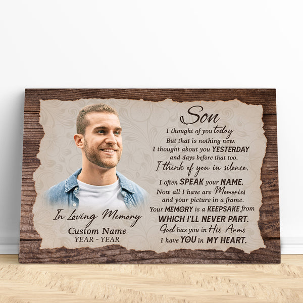 Son Memorial Canvas | Personalized Memorial Gift for Loss of Son In Heaven | Son Remembrance NXM210