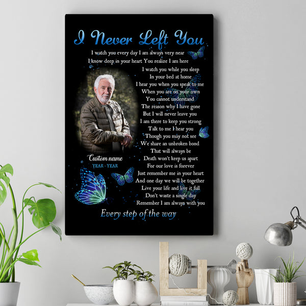 Personalized Memorial Canvas I Never Left You| Sympathy Gift for Loss of Loved One Bereavement Gift NXM224