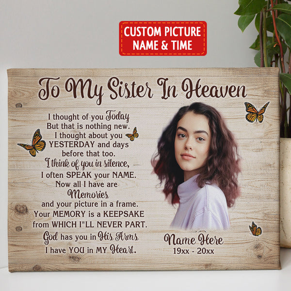 Sister Memorial Canvas Gift Personalized, Sympathy Gifts For Loss Of Sister, Sister Remembrance Gifts NXM404