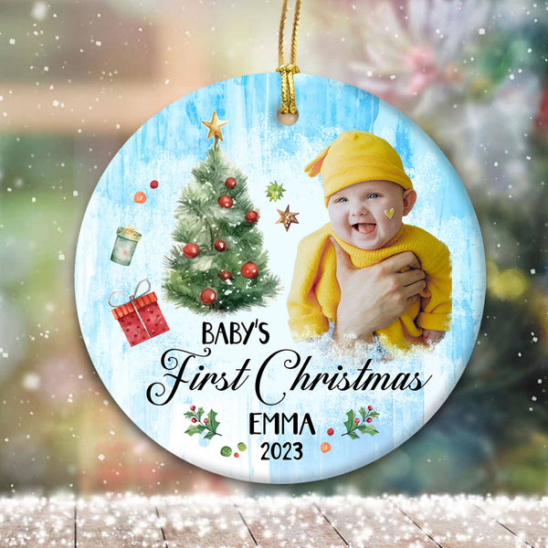 Personalized Christmas Ornaments| My First Christmas Customized Name & Year Baby First Christmas Ornament OMT17-9