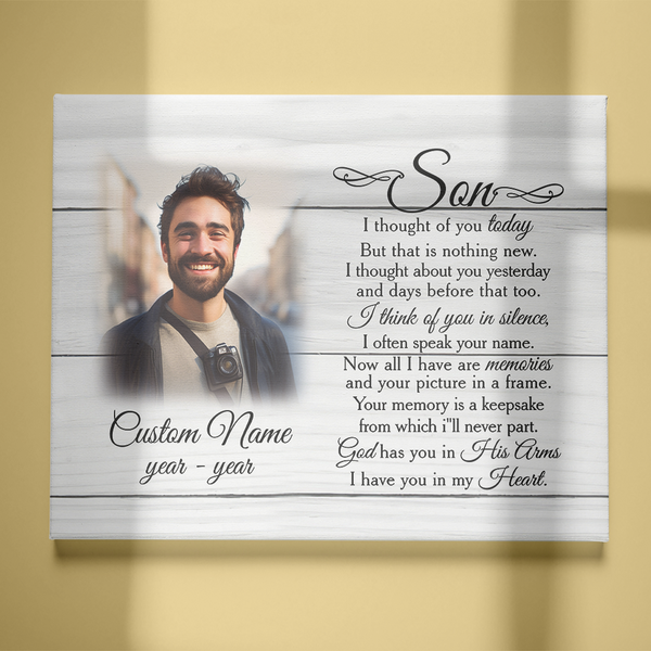 Son Memorial Canvas Gift| Sympathy Gifts For Loss Of Son| Son Remembrance Son In Heaven NXM433