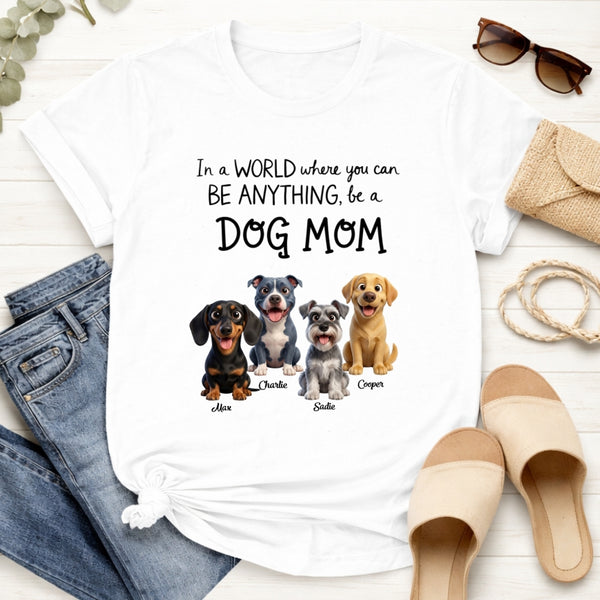A World Where You Can be Anything Be a Dog Mom Custom Personalized Dog T-shirt FSDM28