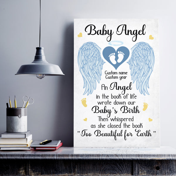 Baby Angel Memorial Canvas Gifts Loss Baby| Personalized Memorial Gift For Loss of Baby NXM235