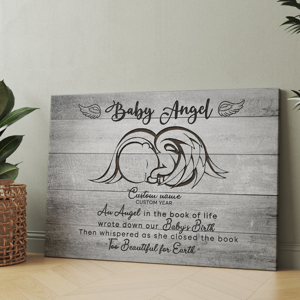 Memorial Canvas For Loss Baby Angel| Personalized Sympathy Gifts for Loss of Baby Angel in Heaven NXM82