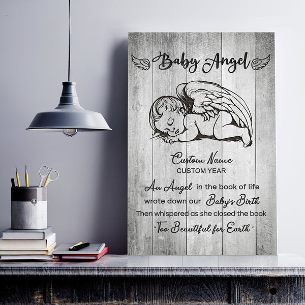 Baby Angel Memorial Canvas Personalized Memorial Gift For Loss of Baby Child Infant Sympathy NXM446