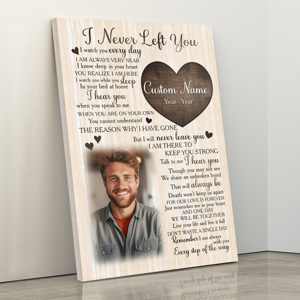 Memorial Gift Canvas Personalized| I Never Left You Sympathy Gifts For Loss Of Dad Mom In Memory Gift NXM461