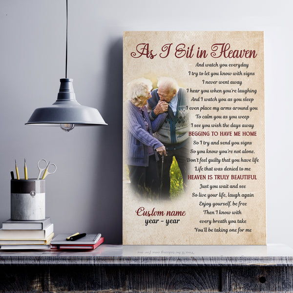 As I Sit In Heaven Memorial Gift For Loss Of Loved One| In Memory Sympathy Gifts Personalized NXM376